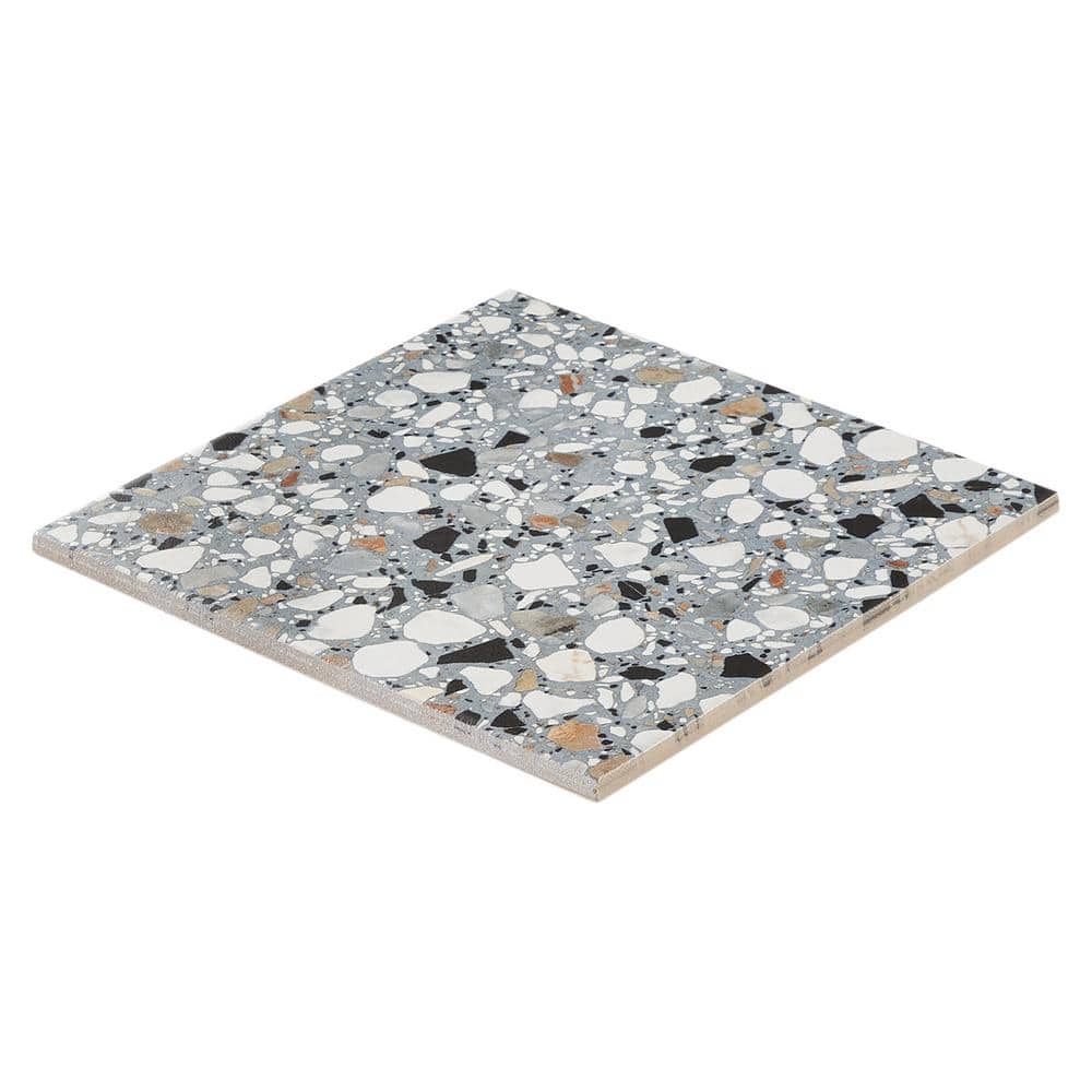 Shards Terrazzo 8" x 8" Matte Blue Porcelain Tile