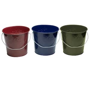 17 oz. Wax Bucket Candle Lavish Woodland Navy Blue, Army Green and Burgundy (3-Pack)