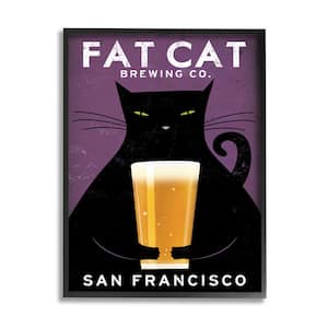 Fat Cat Brewing Vintage Typography Design by Ryan Fowler Framed Typography Art Print 14 in. x 11 in.