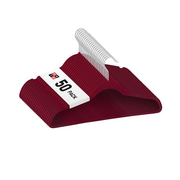 Home Basics 10-Piece Velvet Hangers, Burgundy