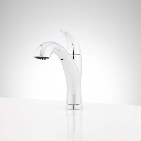 SIGNATURE HARDWARE Cypress Single Handle Pull Out Sprayer Kitchen Faucet in Chrome