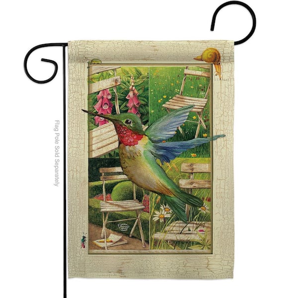 Ornament Collection 13 in. x 18.5 in. Hummingbird Garden Flag Double-Sided Garden Friends Decorative Vertical Flags