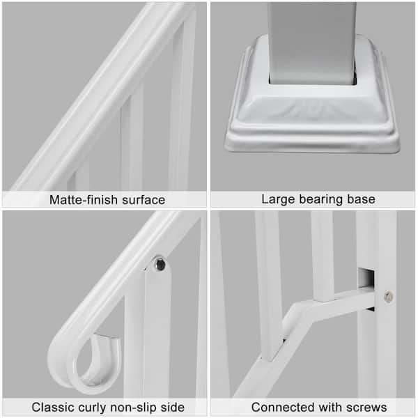Karl home 38.96 in. x 38.77 in. Iron White Outdoor Handrail Railing