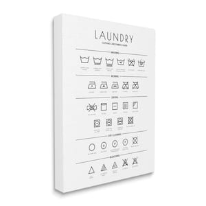 "Laundry Cleaning Symbols Minimal Design" by Martina Pavlova Unframed Typography Canvas Wall Art Print 16 in. x 20 in.