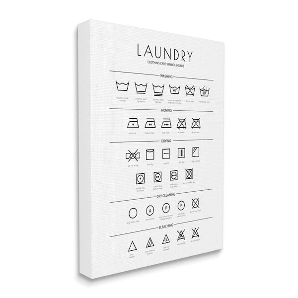 Stupell Industries "Laundry Cleaning Symbols Minimal Design" by Martina Pavlova Unframed Typography Canvas Wall Art Print 16 in. x 20 in.