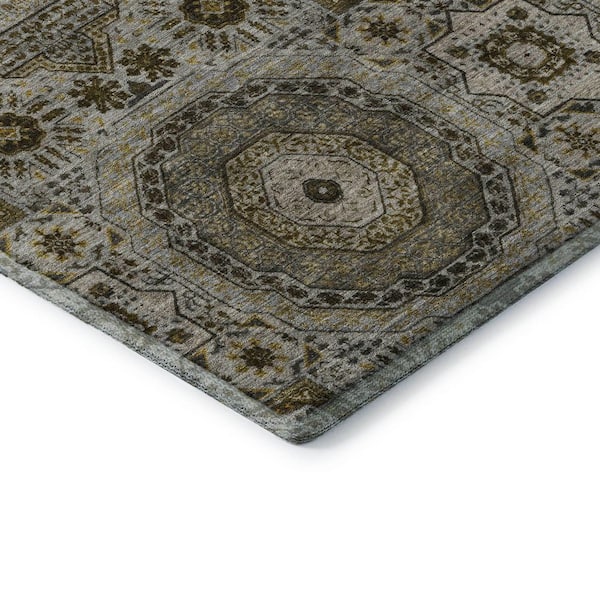 Mayfield Premium Machine Washable Abstract AMF1923 Taupe 9 ft. x 12 ft. Area Rug