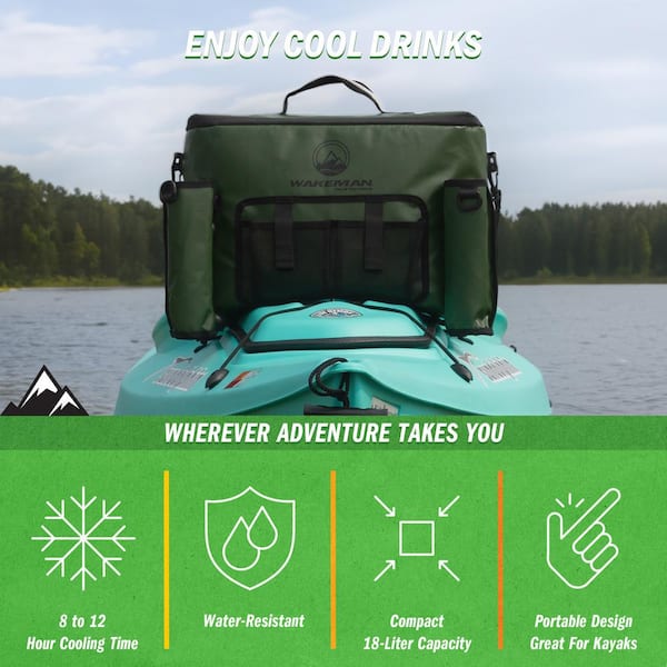 Wakeman Outdoors Kayak Cooler - 18L Seat Back Fishing Cooler -  Water-Resistant Insulated Bag - 8-12 Hour Cooling Time (Green) 83-DT6173 -  The Home Depot