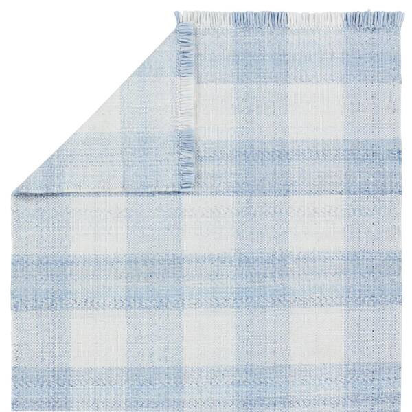 Truce 2 ft. x 3 ft. Light Blue/Ivory Striped Handmade Indoor/Outdoor Area Rug