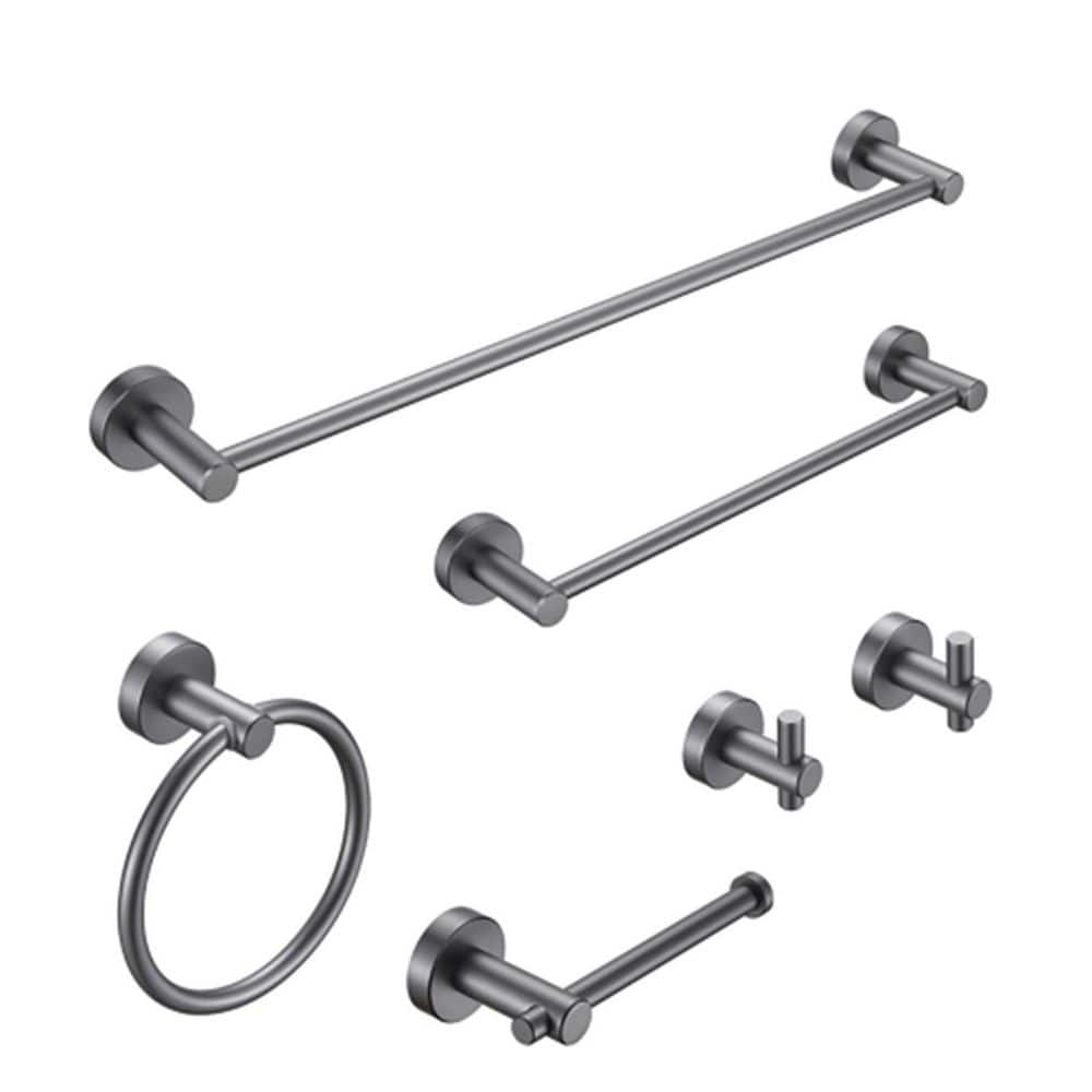 6-Piece Bath Hardware Set with hand towel bar、 hand towel bar、hooks、t