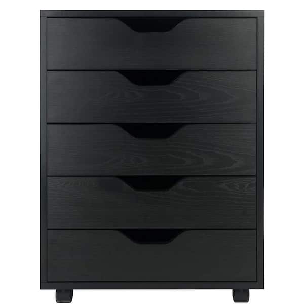 Outopee Black MDF Filing Cabinet Mobile Storage Cabinet