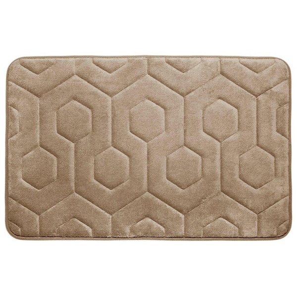 BounceComfort Hexagon Linen 20 in. x 34 in. Memory Foam Bath Mat