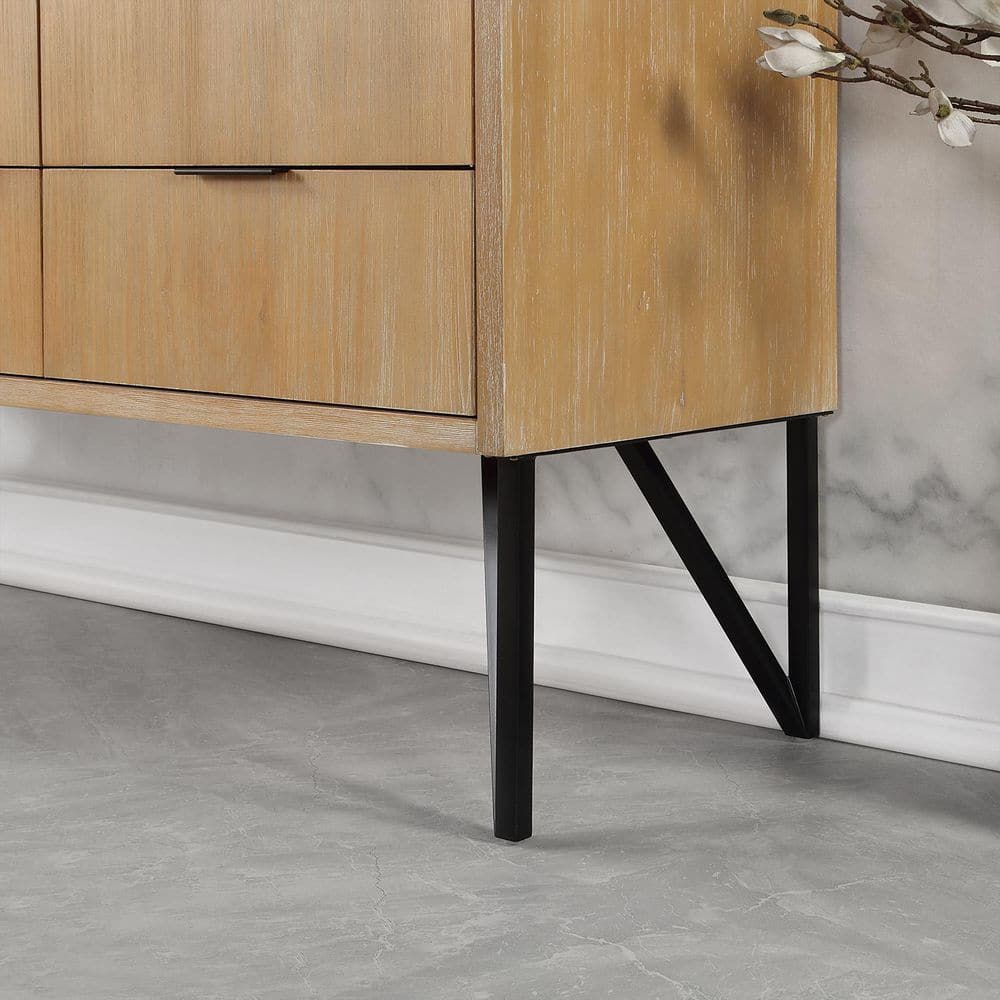 Helios 60" Double Weathered Pine Vanity with Concrete Gray Countertop