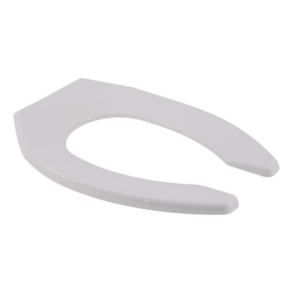 Elongated Commercial-Grade Plastic Open Front Toilet Seat in White