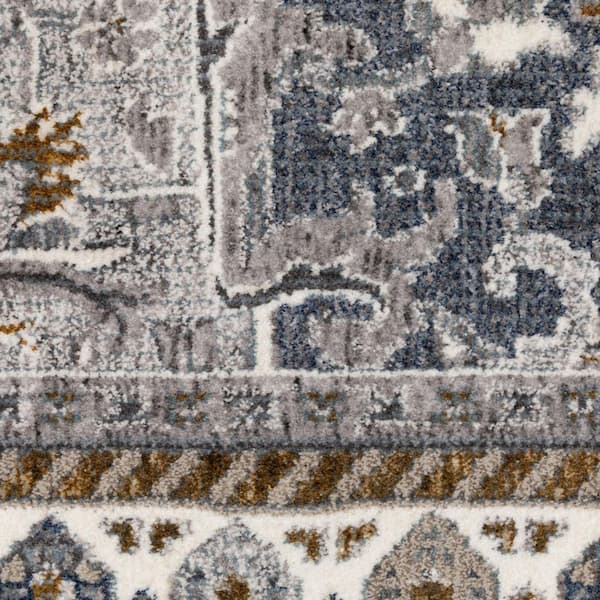 2 ft. x 8 ft. Gray Oriental Washable Area Rug