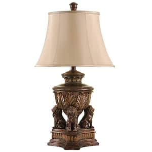 34 in. Majestic Gold Table Lamp with Cream Fabric Shade