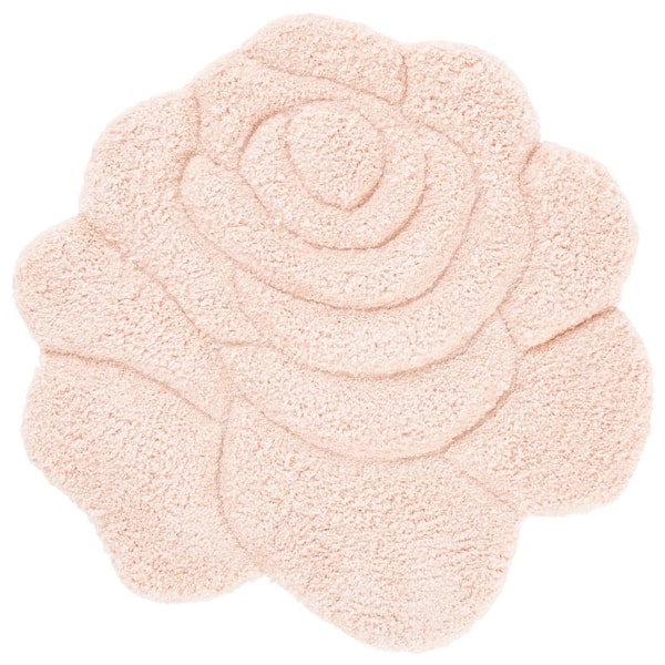 Novelty 4 ft. x 4 ft. Blush/Pink Floral Novelty Area Rug