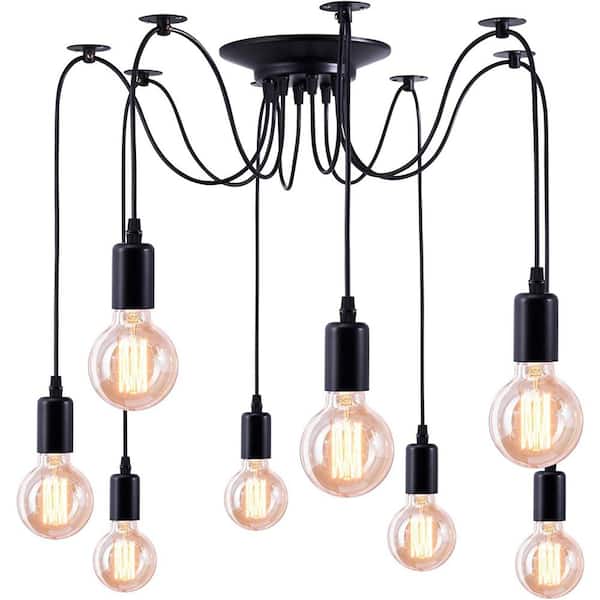 SILJOY 10-Light Black Chandelier Cluster Pendant Lighting