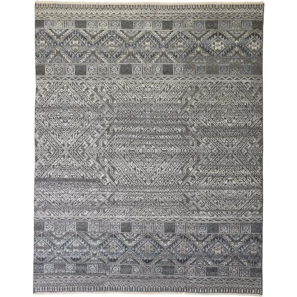 2 ft. x 3 ft. Gray, Ivory Geometric Area Rug