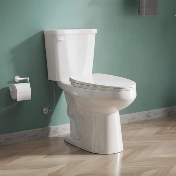 Comfort Height ADA 1.28 GPF Single Flush Elongated 17 in Toilet 2-piece Toilet in White with Seat Easy Install