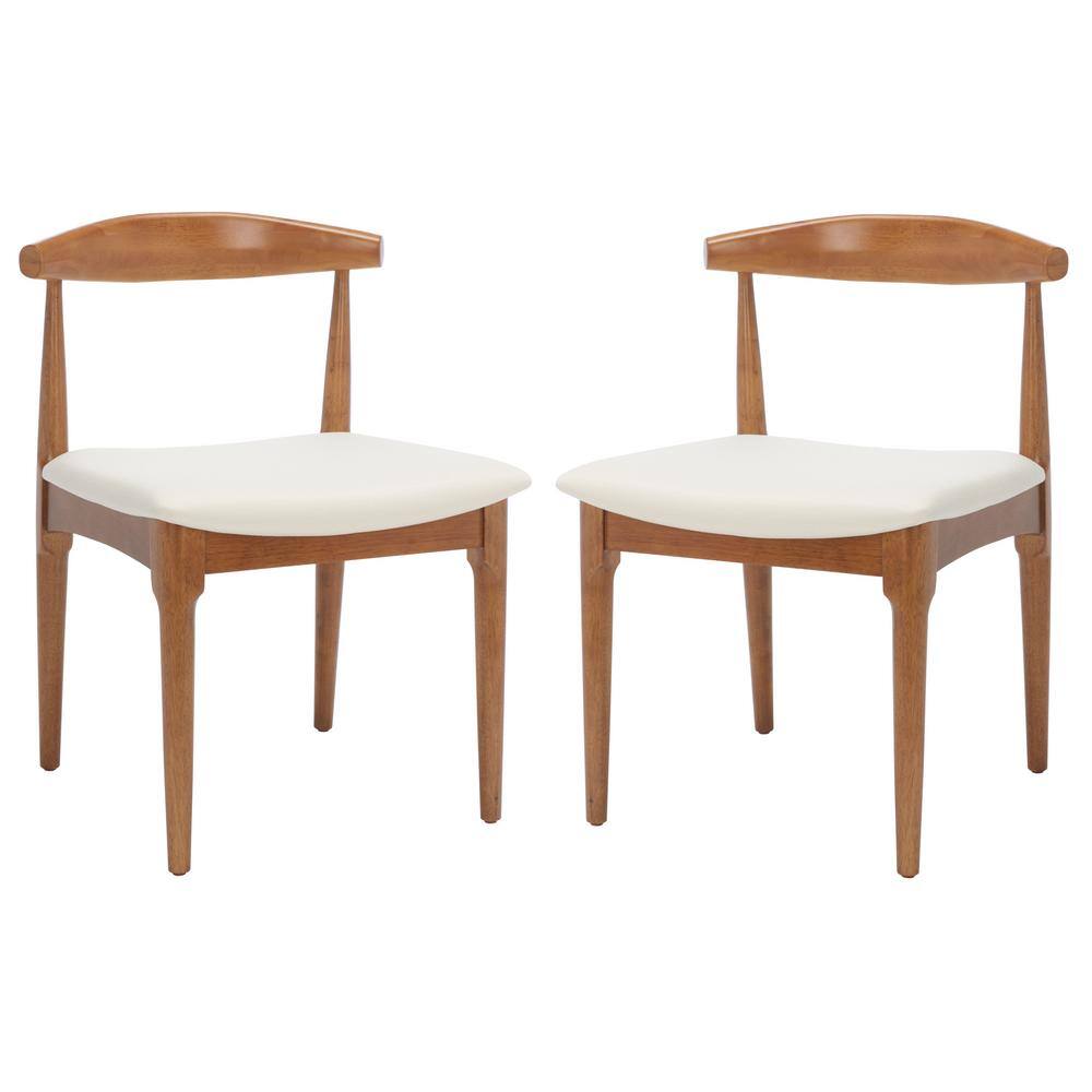 Lionel Walnut/White 17 in. Wood Dining Chair (Set of 2)