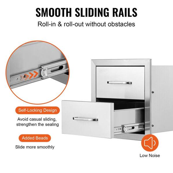 SKYSHALO Outdoor Kitchen Drawers 14 in ., Flush Mount Double