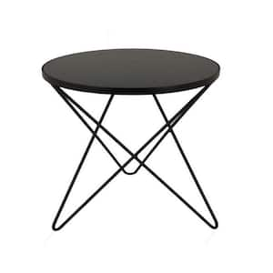 20 in. Black Round Metal Plant Stand with 1 Tier