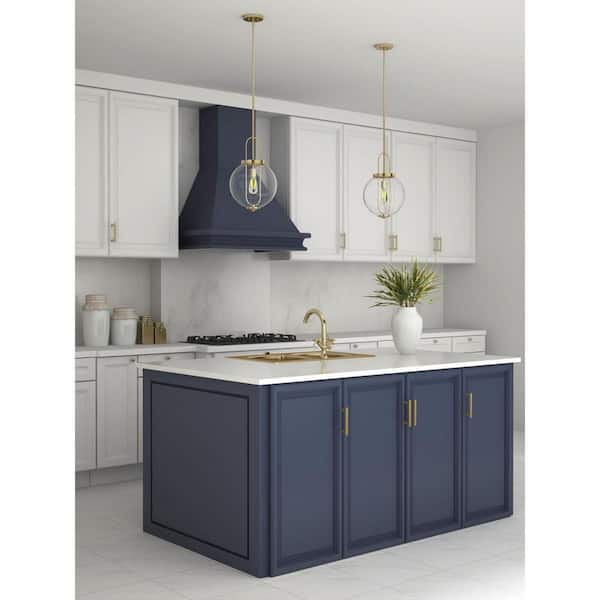 Progress Lighting Mitchella 1-Light Vintage Brass Pendant with Clear Glass Globe Shade