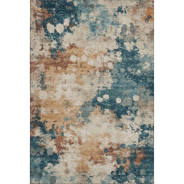 Mayfield Premium Machine Washable Abstract AMF1992 Putty 8 ft. x 10 ft. Area Rug