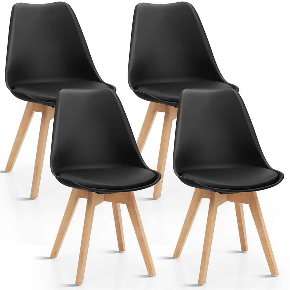 Costway Black PU Seat Side Chair Set of 4