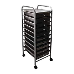 10-Drawer Steel File Organizer Cart in Smoke