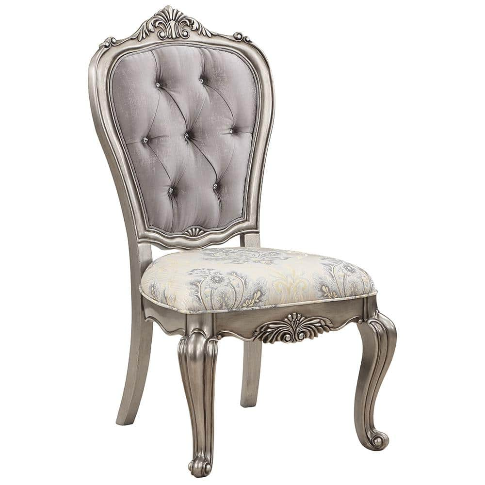 23.25" Ariadne Dining Chair Velvet & Antique Platinum Finish - Acme Furniture