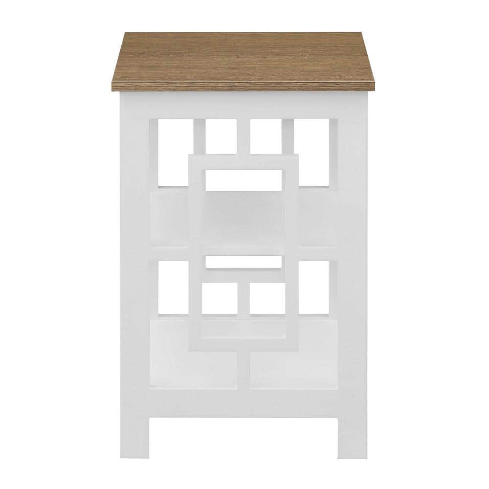Town Square Driftwood & White Wood End Table with Storage Shelves
