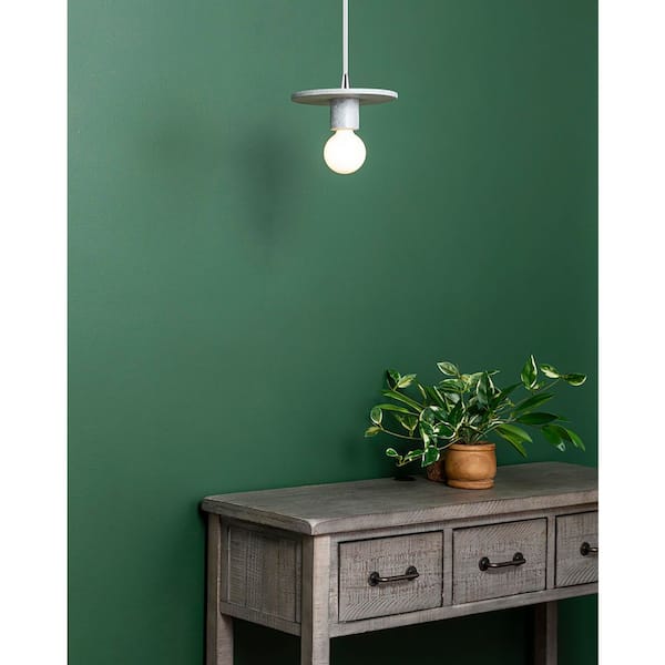 Radiance Collection 1-Light Polished Chrome Pendant Light with Concrete Ceramic Shade