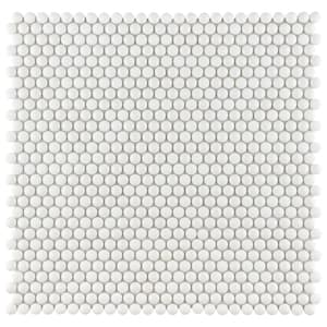 Expressions Button White 12-1/2 in. x 12-3/4 in. x 7 mm Glass Mosaic Tile (1.11 sq. ft./Each)