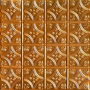 Tiny Tiptoe 2 ft. x 2 ft. Tin Ceiling Tiles Lay-in Lincoln Copper (48 sq. ft./case)