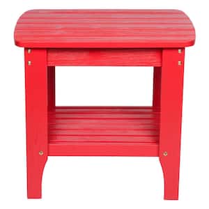 24 in. Long Chili Red Rectangular Wood Outdoor Side Table