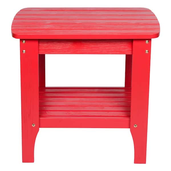 Shine Company 24 in. Long Chili Red Rectangular Wood Outdoor Side Table