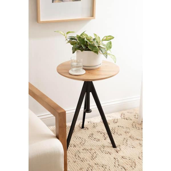 Keres 16 in. Natural Round Solid Wood End Table