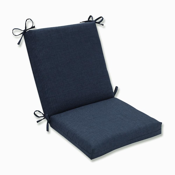 Pillow Perfect Solid Outdoor/Indoor 18 in W x 3 in H Deep Seat, 1-Piece Chair Cushion and Square Corners in Blue Rave