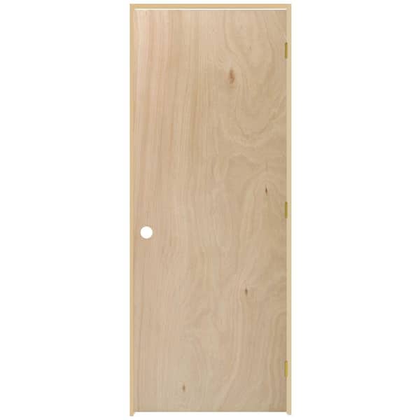 Steves & Sons Flush 32 in. x 80 in. Left-Hand Hollow Core Unfinished Hardwood SJ Single Prehung Interior Door