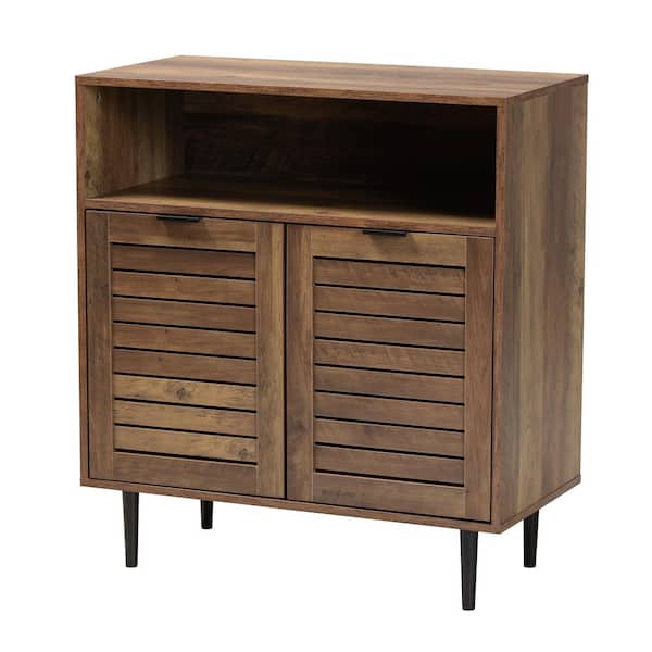 Baxton Studio Baylah Natural Brown and Black Particle Board Top 31.5 in. Sideboard