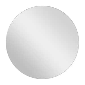 24 in. x 24 in. Simplistic Round Framed White Wall Mirror with Thin Minimalistic Frame
