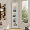 Harper & Bright Designs 83.4 in. Tall White Wood 5-Shelf Corner Accent Bookcase with LED Light, Adjustable Shelves ZJR007AAK
