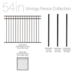 Vinings 2 in. x 2 in. x 6-1/2 ft. Black Aluminum Fence Line Post with Flat Cap