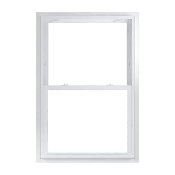 American Craftsman 37.75 in. x 56.75 in. 70 Series White Double Hung Low-E2 Argon PS Glass Vinyl Fin with J Window, Screen Incl