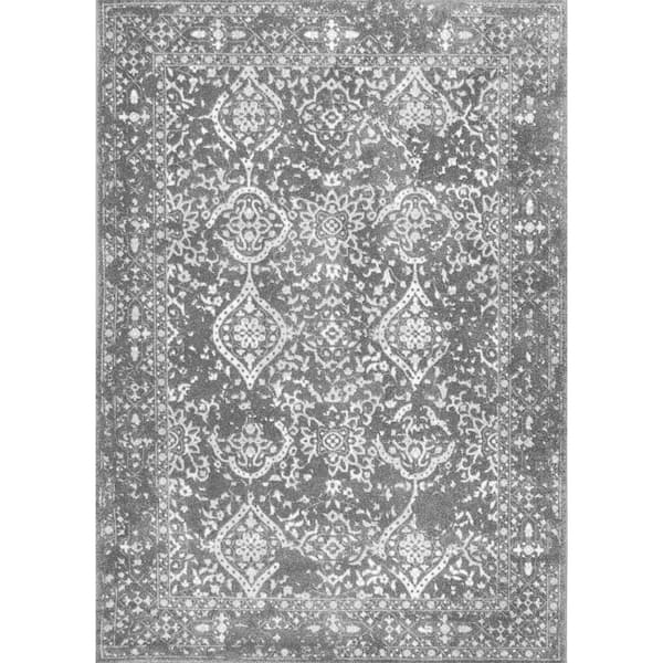 nuLOOM Odell Distressed Persian Silver 10 ft. x 14 ft. Area Rug