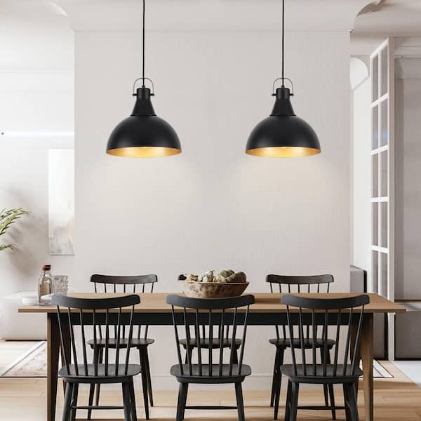 1 Light Black Wood Industrial Dome Pendant for Dining Room Storage Room No Bulbs Included