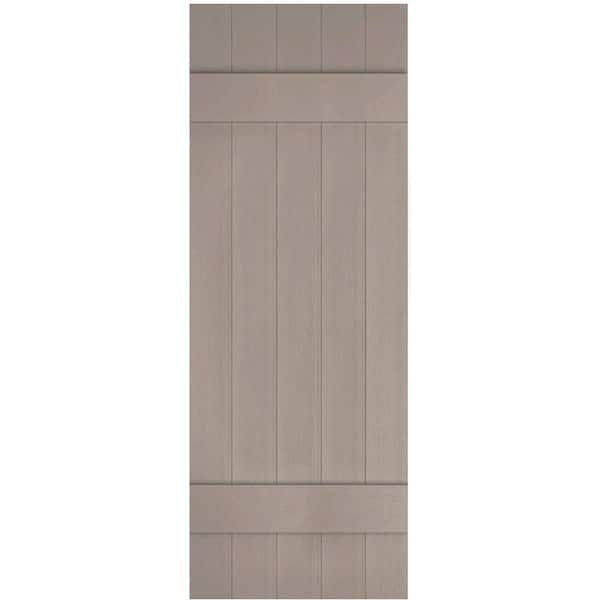 Ekena Millwork 17-1/2 in. x 45 in. Lifetime Vinyl Custom Five Board Joined Board and Batten Shutters Pair Clay