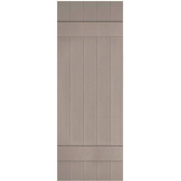 Ekena Millwork 17-1/2 in. x 46 in. Lifetime Vinyl Custom Five Board Joined Board and Batten Shutters Pair Clay