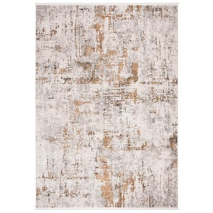 Shivan Gray/Gold Doormat 3 ft. x 5 ft. Geometric Area Rug